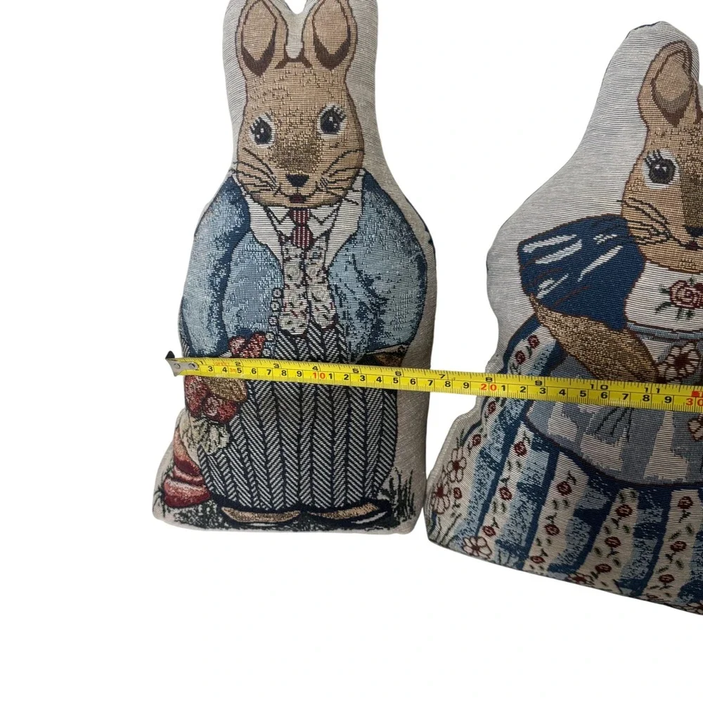 Vintage Beatrix Potter Peter Rabbit & Mrs. Rabbit-Bunny Doorstop Nursery Pair